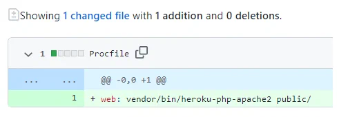 Procfile containing the string "web: vendor/bin/heroku-php-apache2 public/"​