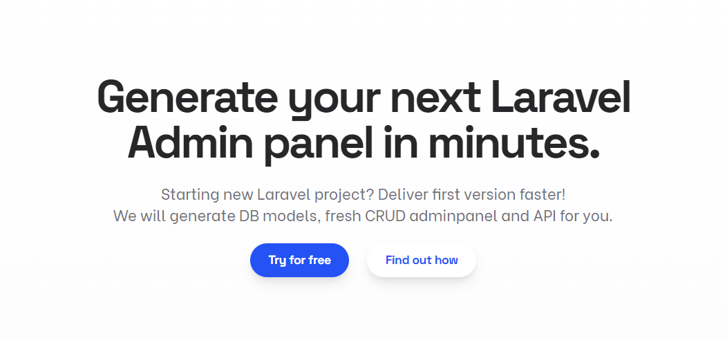 QuickAdminPanel landing page